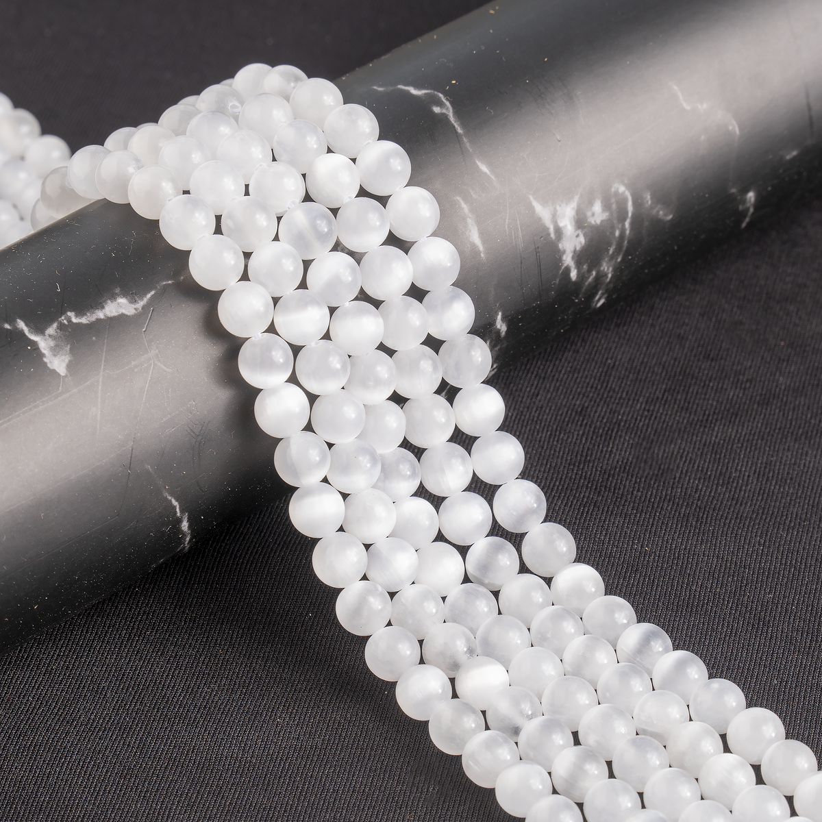 Selenite Round Beads Healing Crystal Gemstone Strand