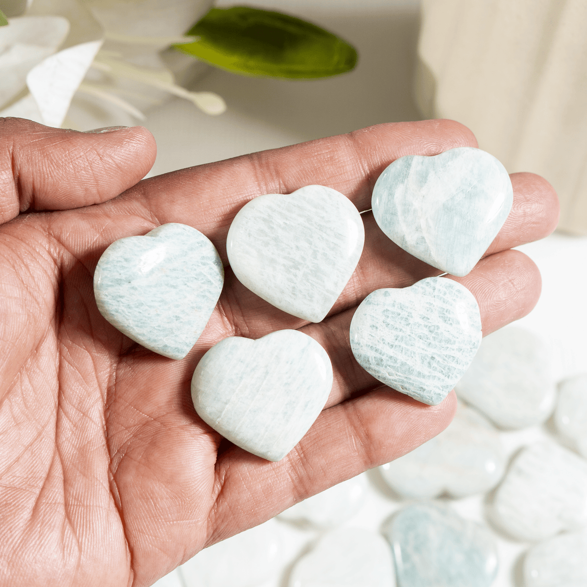 Amazonite Heart Crystal, Puffy Mini 1 Inch Pocket Crystal Heart