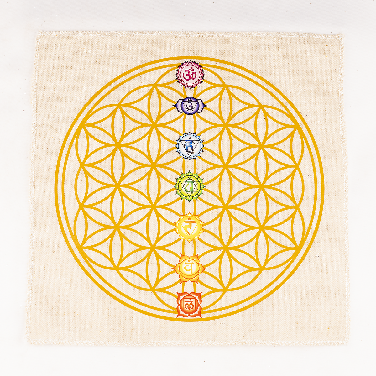 12-Inch Crystal Grid Cloth 7 chakra – Sacred Geometry Altar Mat for Meditation & Reiki