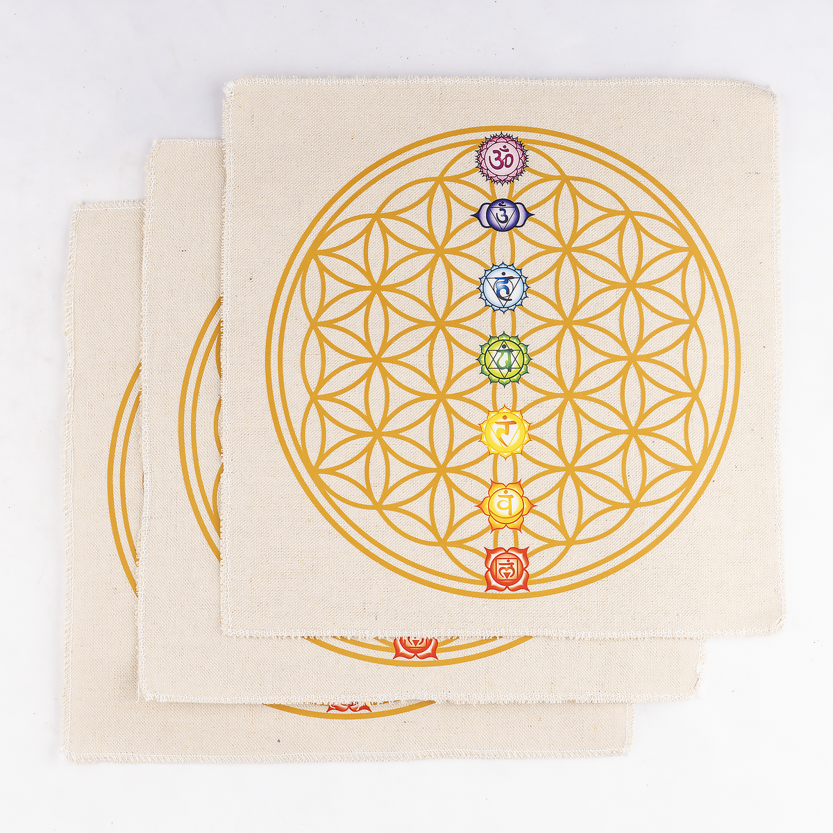 12-Inch Crystal Grid Cloth 7 chakra – Sacred Geometry Altar Mat for Meditation & Reiki