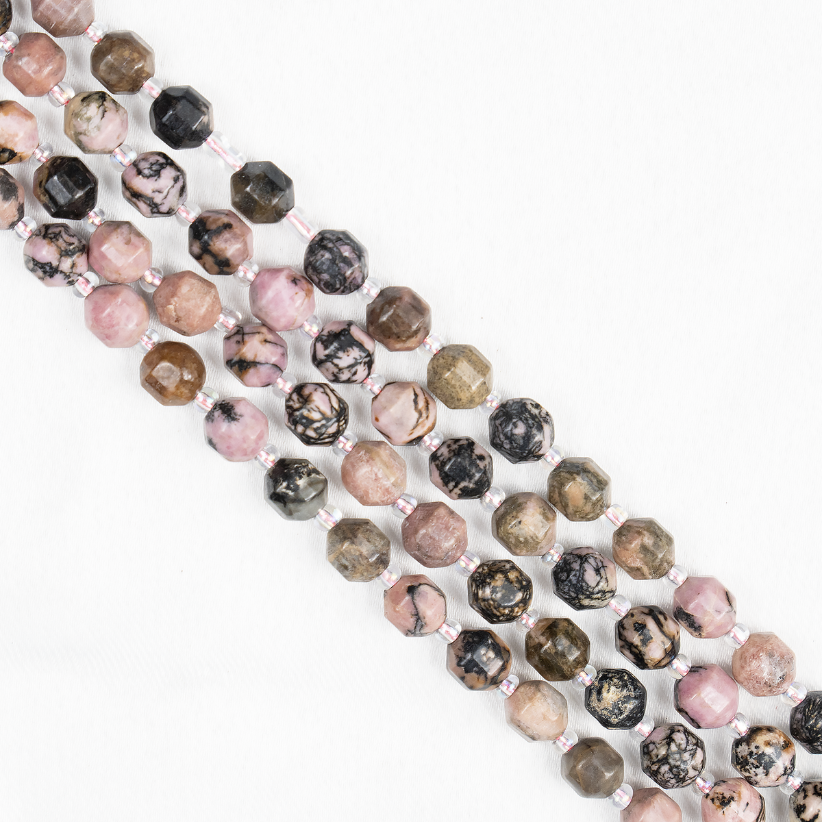 Rhodonite Faceted Prism Cut Beads For Jewelry Making