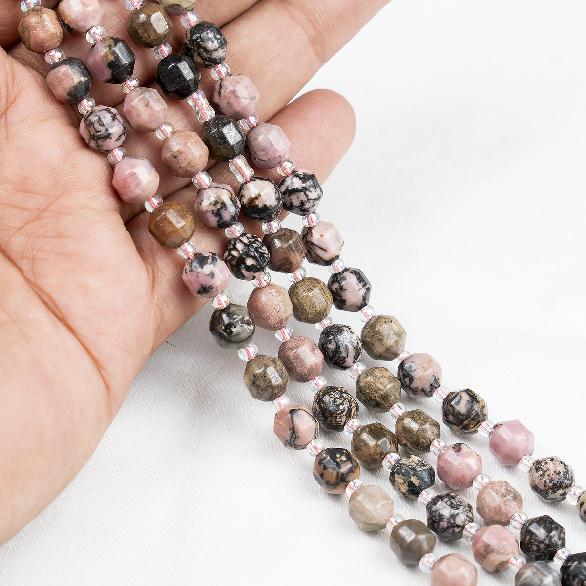 Rhodonite Faceted Prism Cut Beads For Jewelry Making