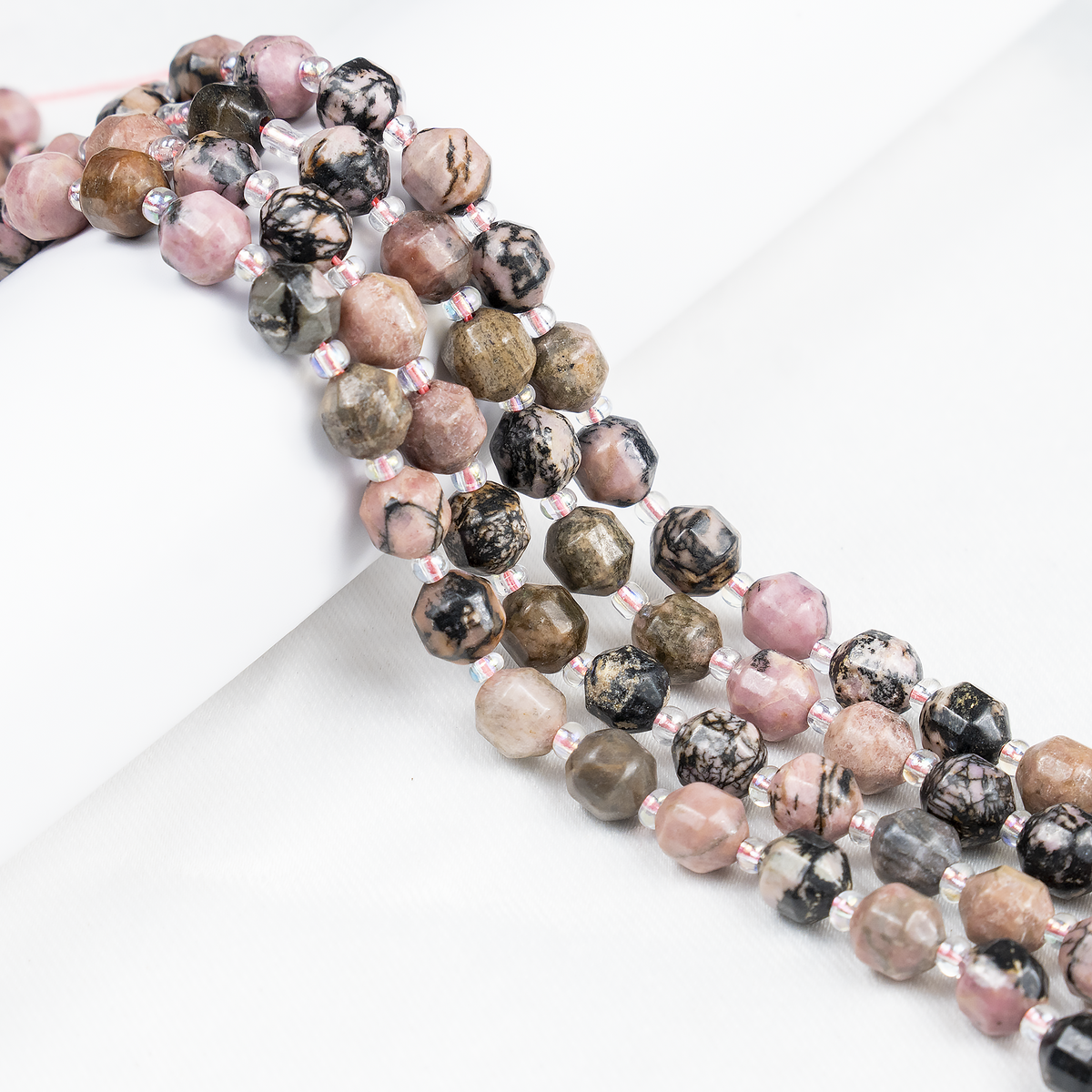 Rhodonite Faceted Prism Cut Beads For Jewelry Making