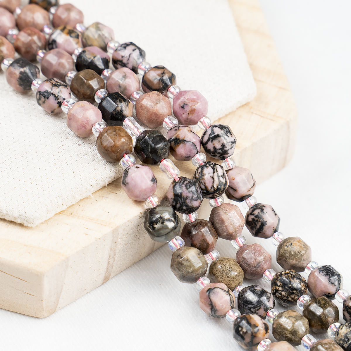 Rhodonite Faceted Prism Cut Beads For Jewelry Making