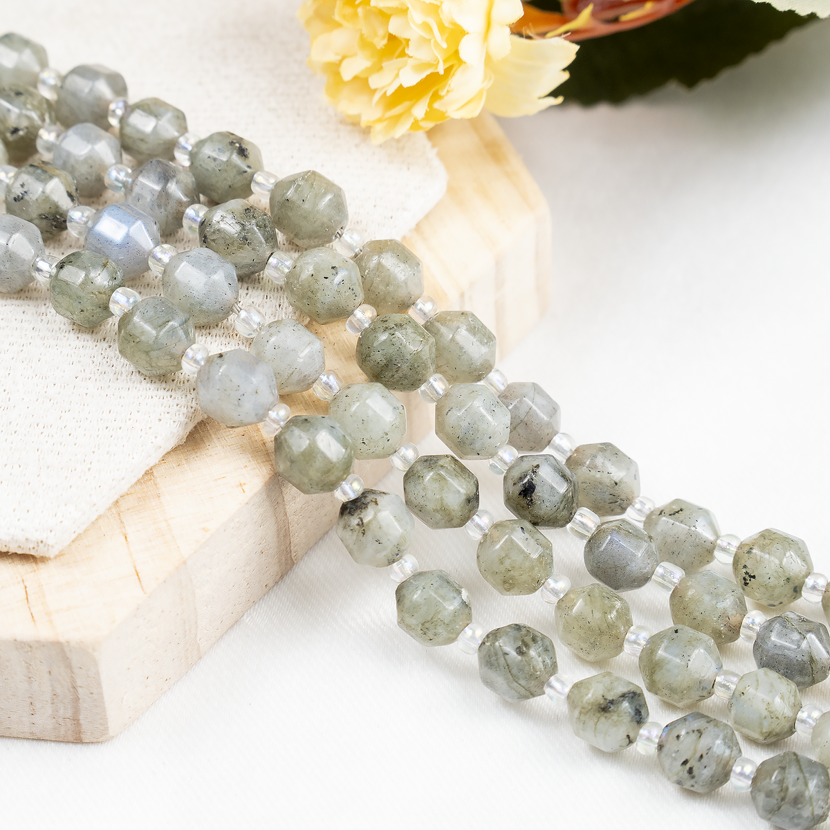 Labradorite Faceted Prism Cut Beads For Jewelry Making