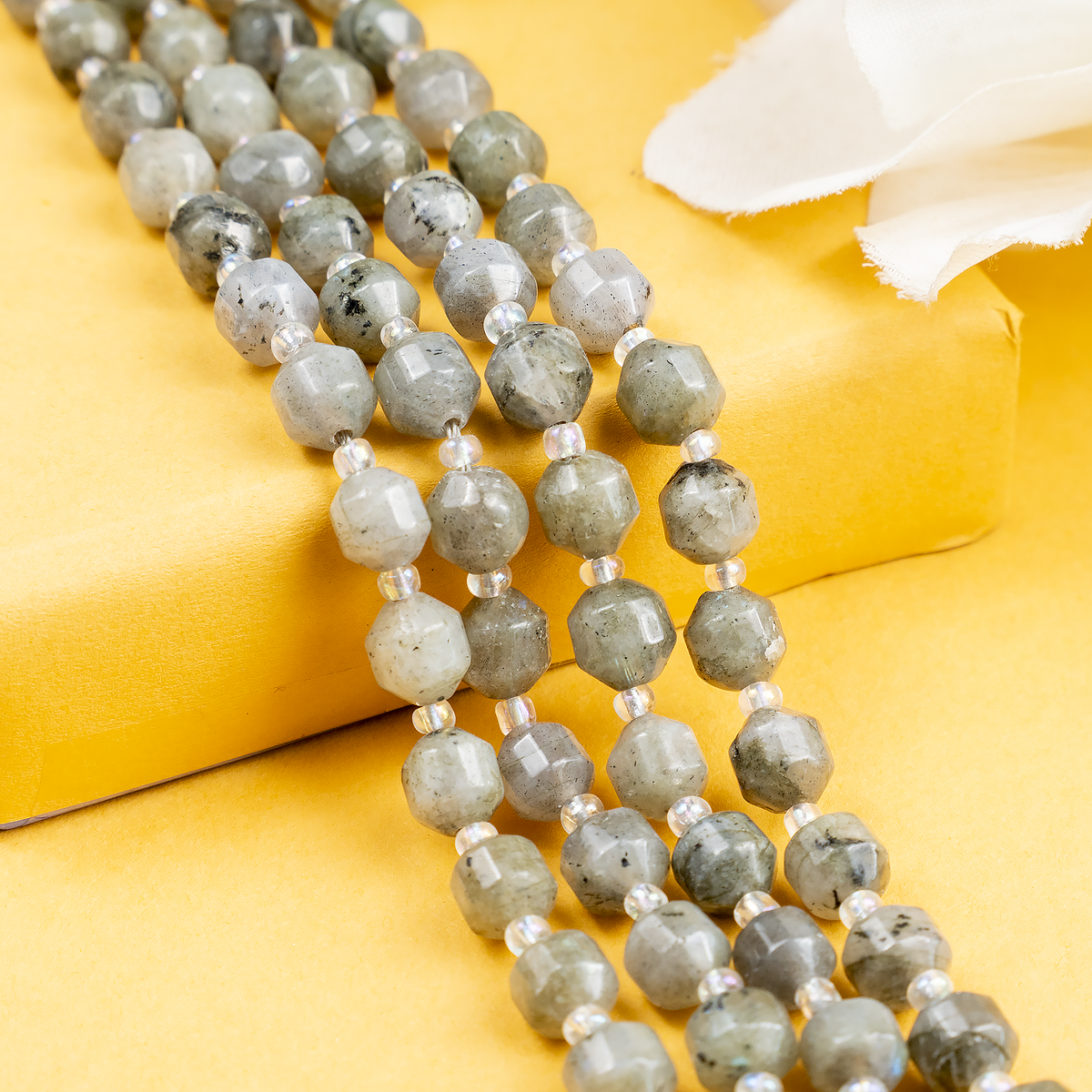 Labradorite Faceted Prism Cut Beads For Jewelry Making