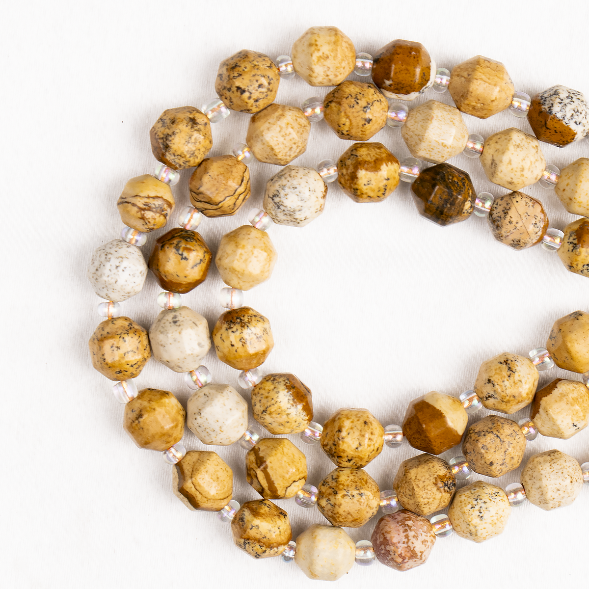 Picture Jasper Faceted Prism Cut Beads For Jewelry Making