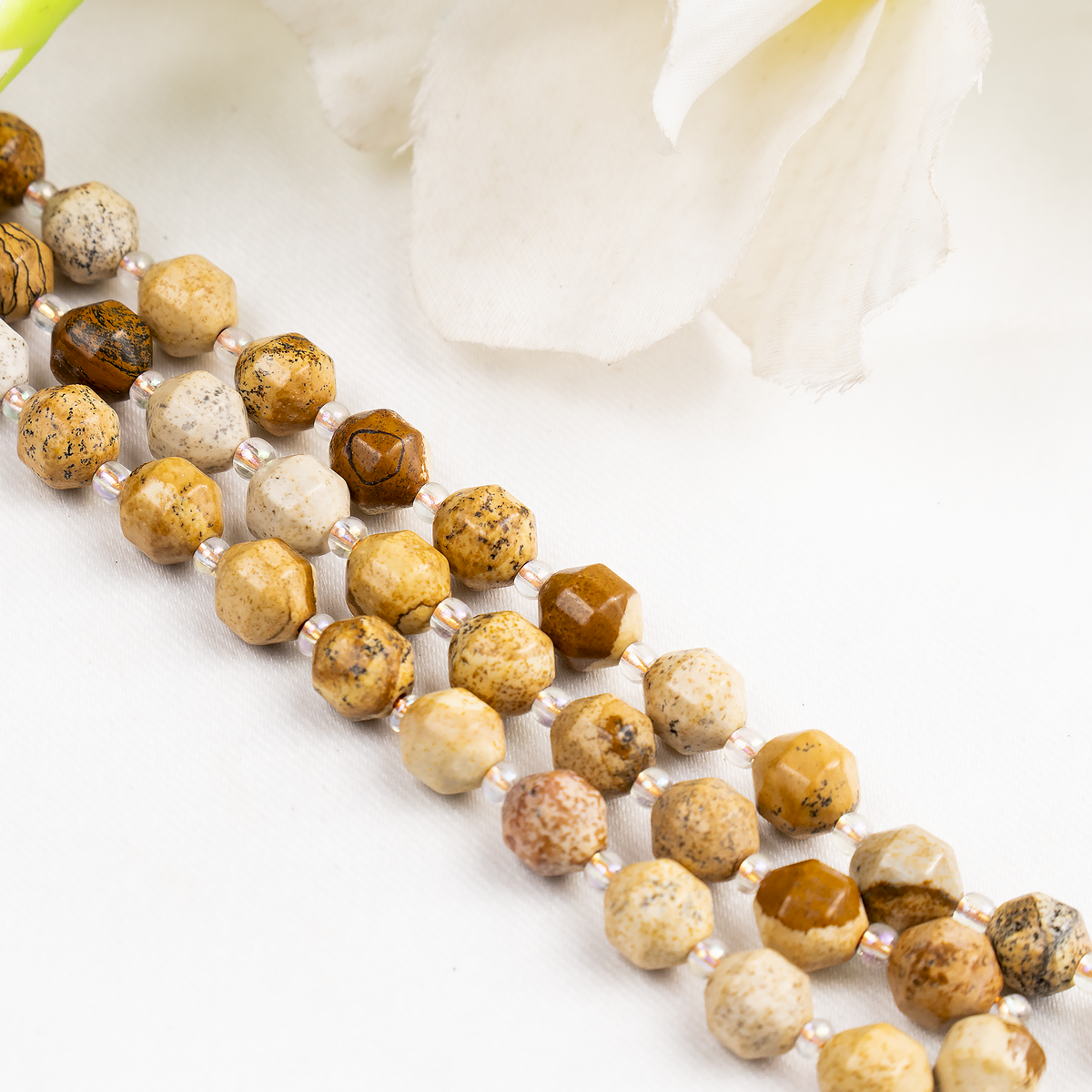 Picture Jasper Faceted Prism Cut Beads For Jewelry Making