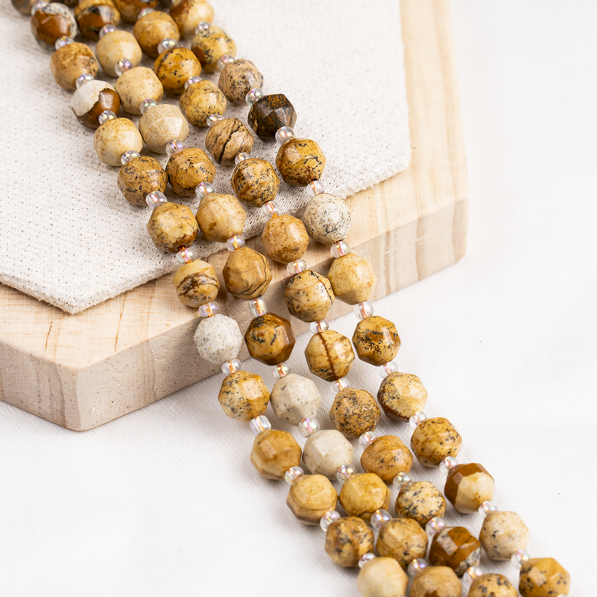 Picture Jasper Faceted Prism Cut Beads For Jewelry Making