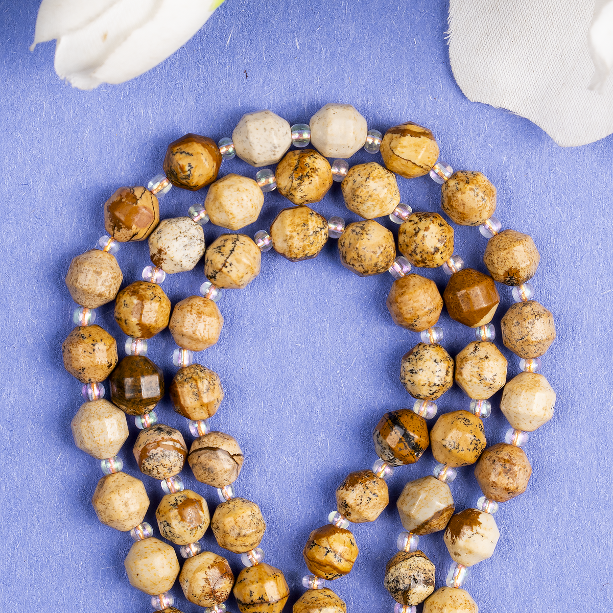 Picture Jasper Faceted Prism Cut Beads For Jewelry Making