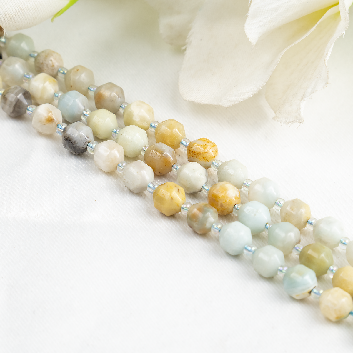 Multi Amazonite Faceted Prism Cut Beads For Jewelry Making