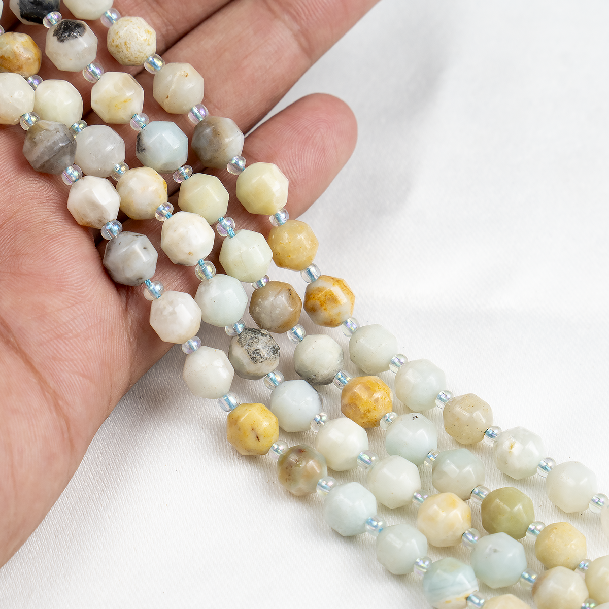Multi Amazonite Faceted Prism Cut Beads For Jewelry Making
