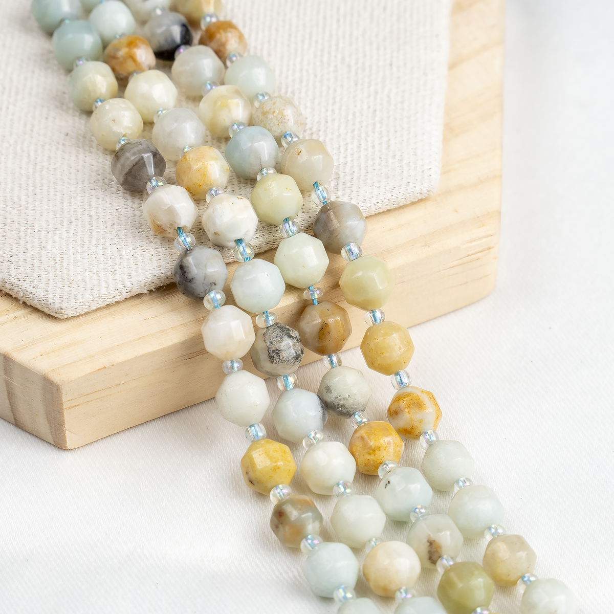Multi Amazonite Faceted Prism Cut Beads For Jewelry Making