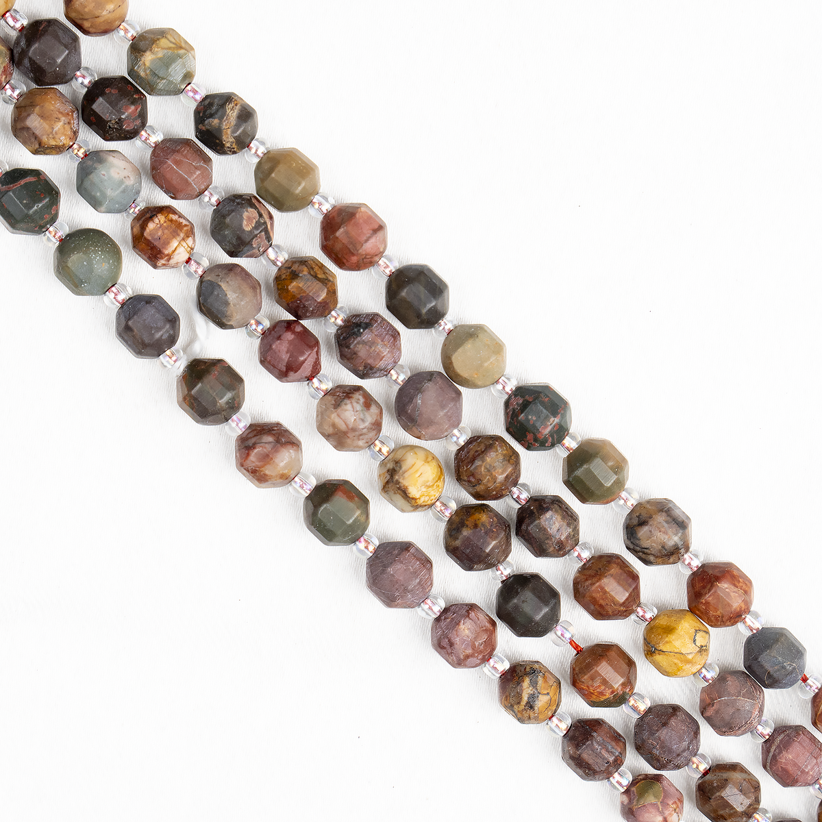 Multi Picasso Jasper Faceted Prism Cut Beads For Jewelry Making