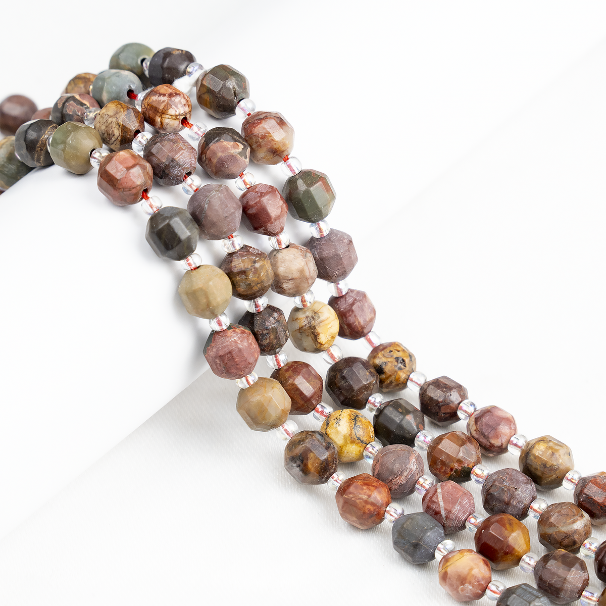 Multi Picasso Jasper Faceted Prism Cut Beads For Jewelry Making
