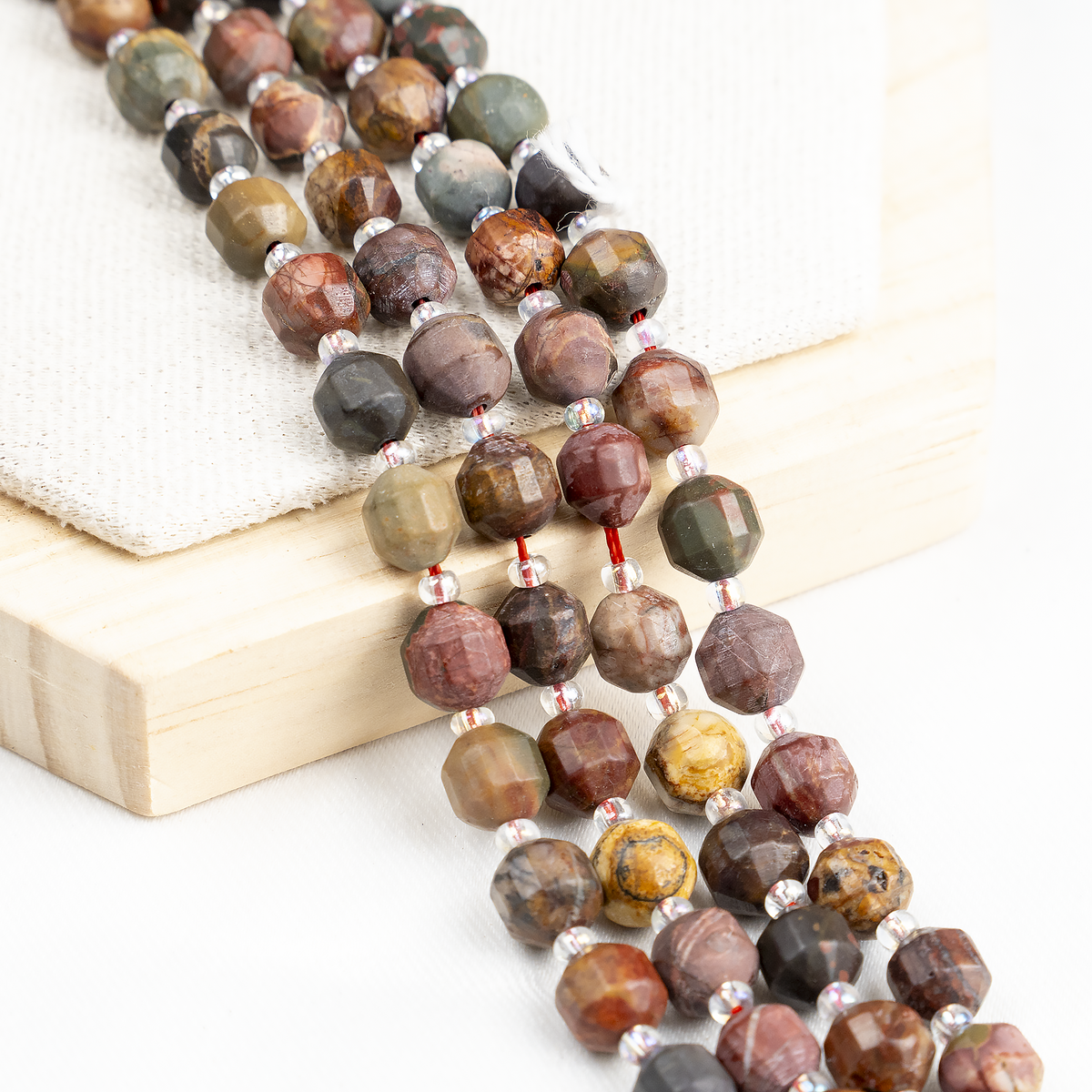 Multi Picasso Jasper Faceted Prism Cut Beads For Jewelry Making