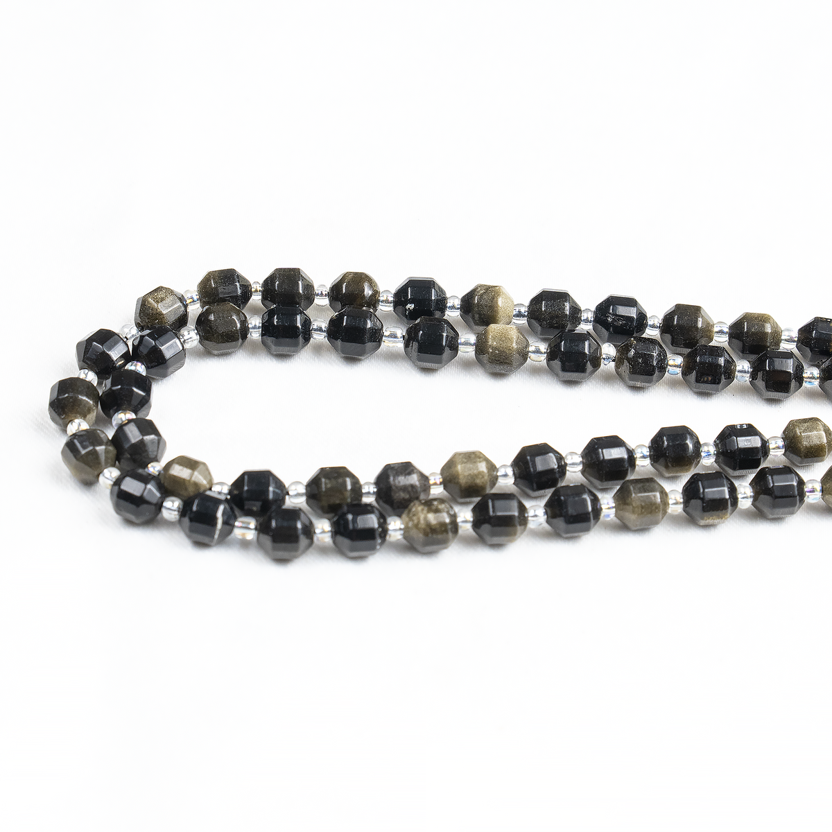 Golden Obsidian Faceted Prism Cut Beads For Jewelry Making