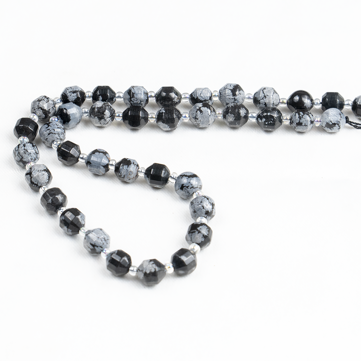 Snowflake Obsidian Faceted Prism Cut Beads For Jewelry Making