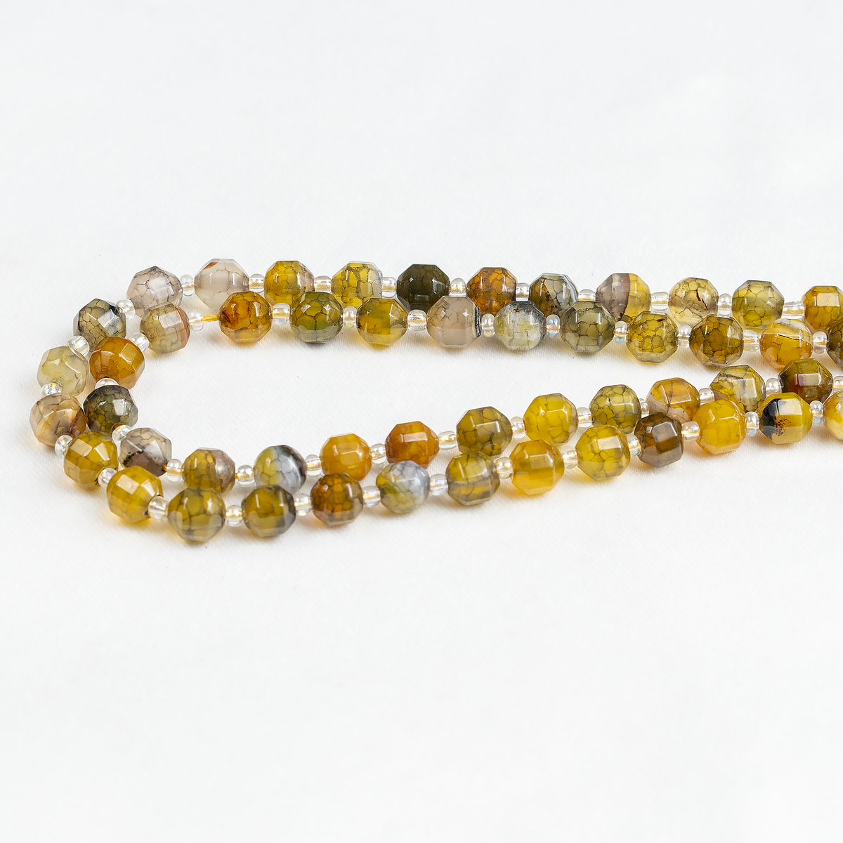 Dragon Vein Green Faceted Prism Cut Beads.  For Jewelry Making