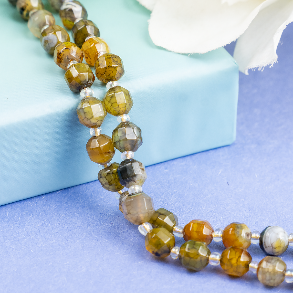 Dragon Vein Green Faceted Prism Cut Beads.  For Jewelry Making