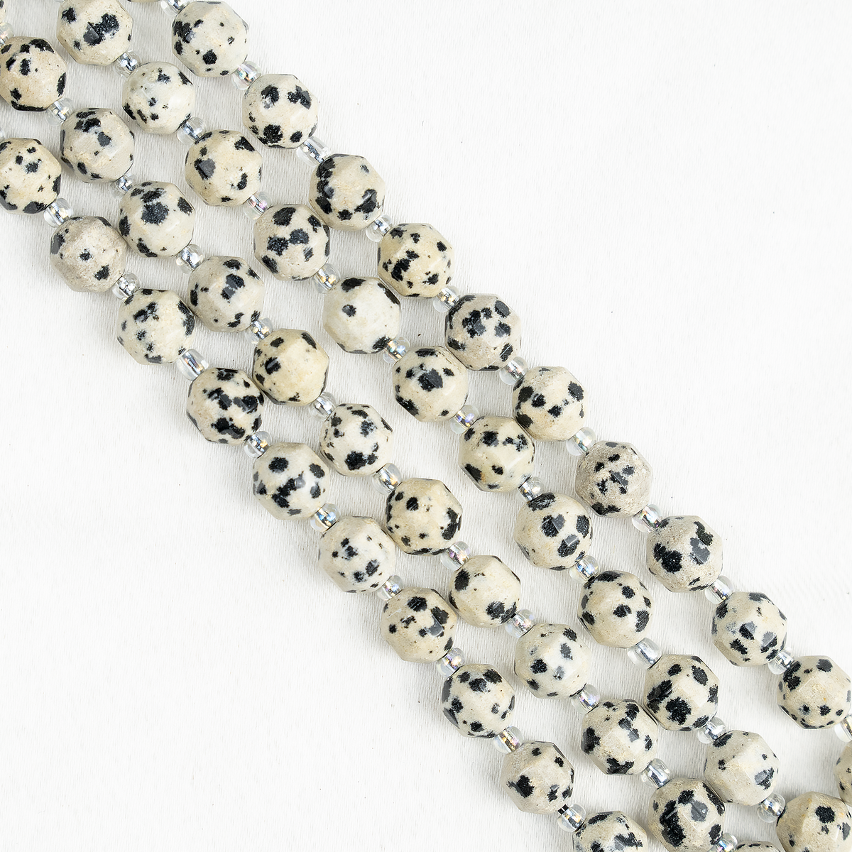 Dalmatian Jasper Faceted Prism Cut Beads For Jewelry Making