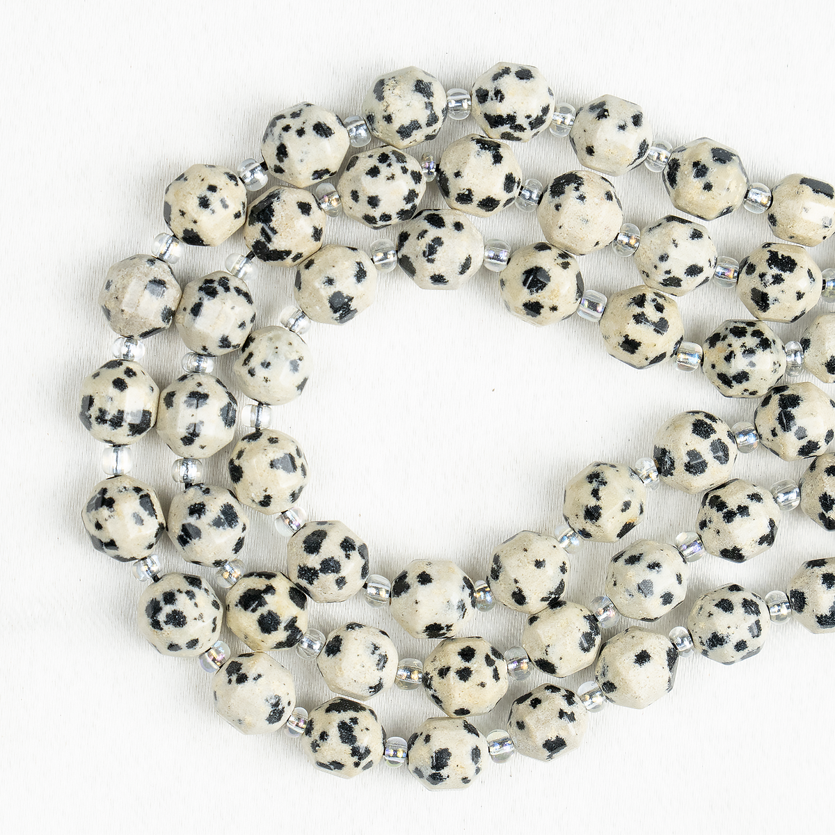 Dalmatian Jasper Faceted Prism Cut Beads For Jewelry Making