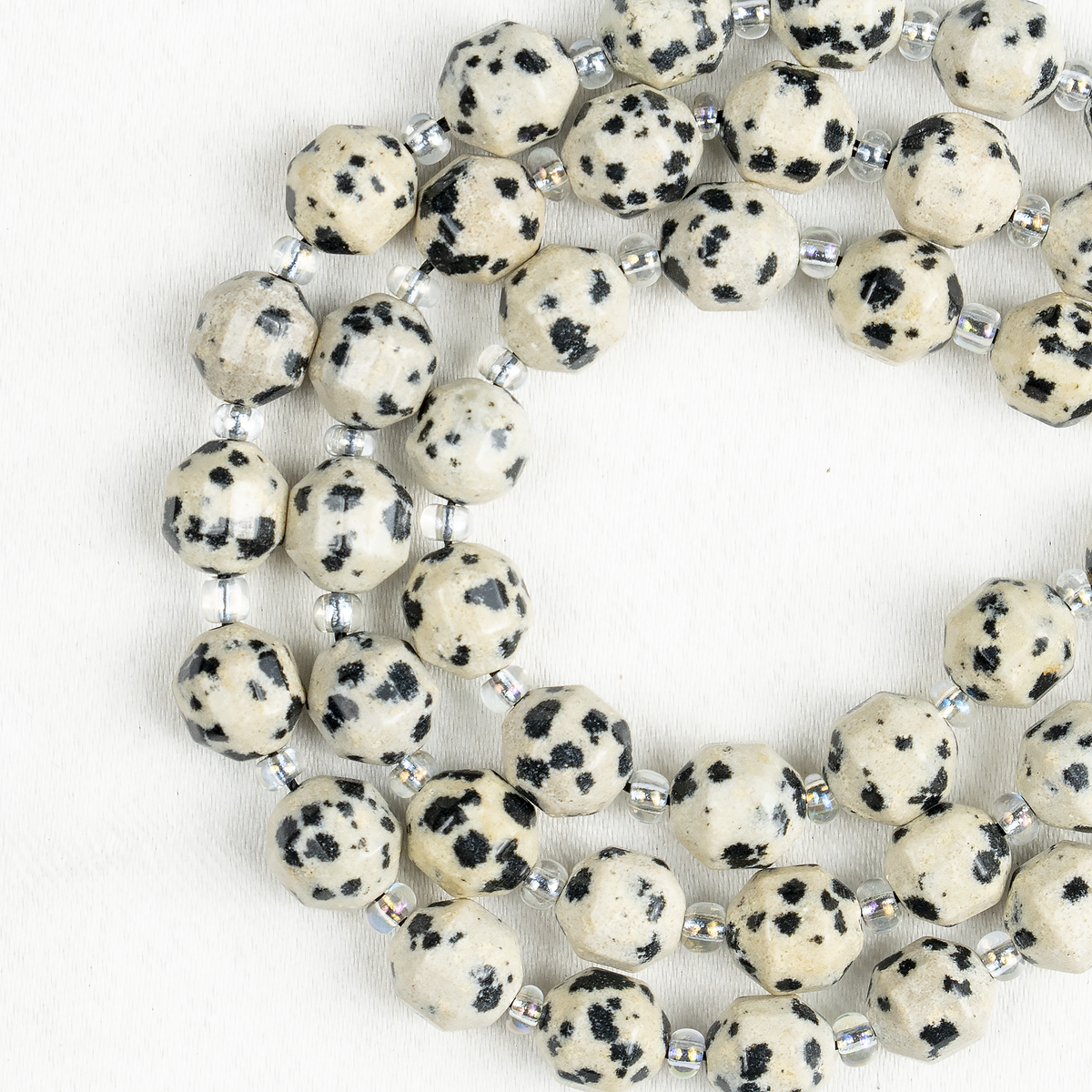 Dalmatian Jasper Faceted Prism Cut Beads For Jewelry Making
