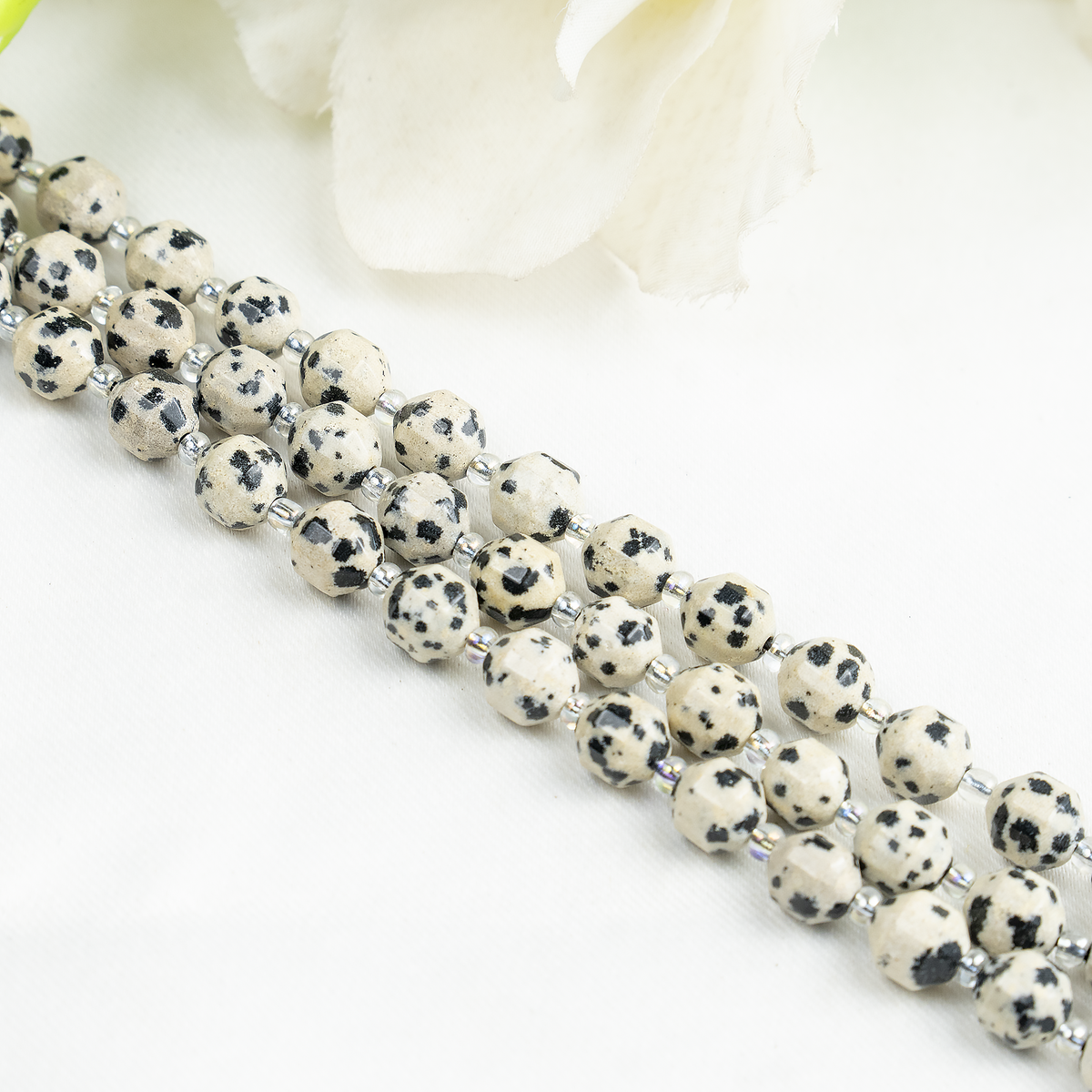 Dalmatian Jasper Faceted Prism Cut Beads For Jewelry Making