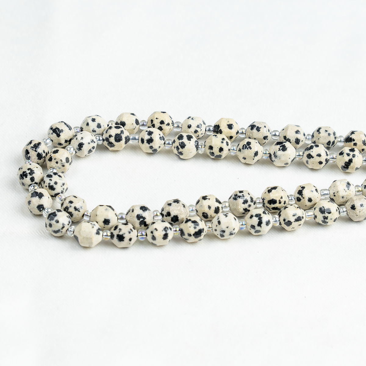 Dalmatian Jasper Faceted Prism Cut Beads For Jewelry Making