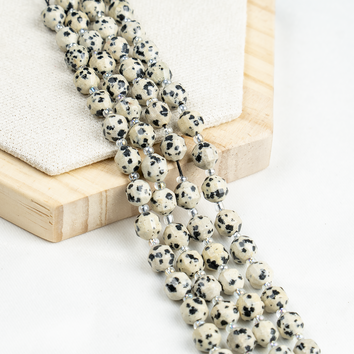 Dalmatian Jasper Faceted Prism Cut Beads For Jewelry Making