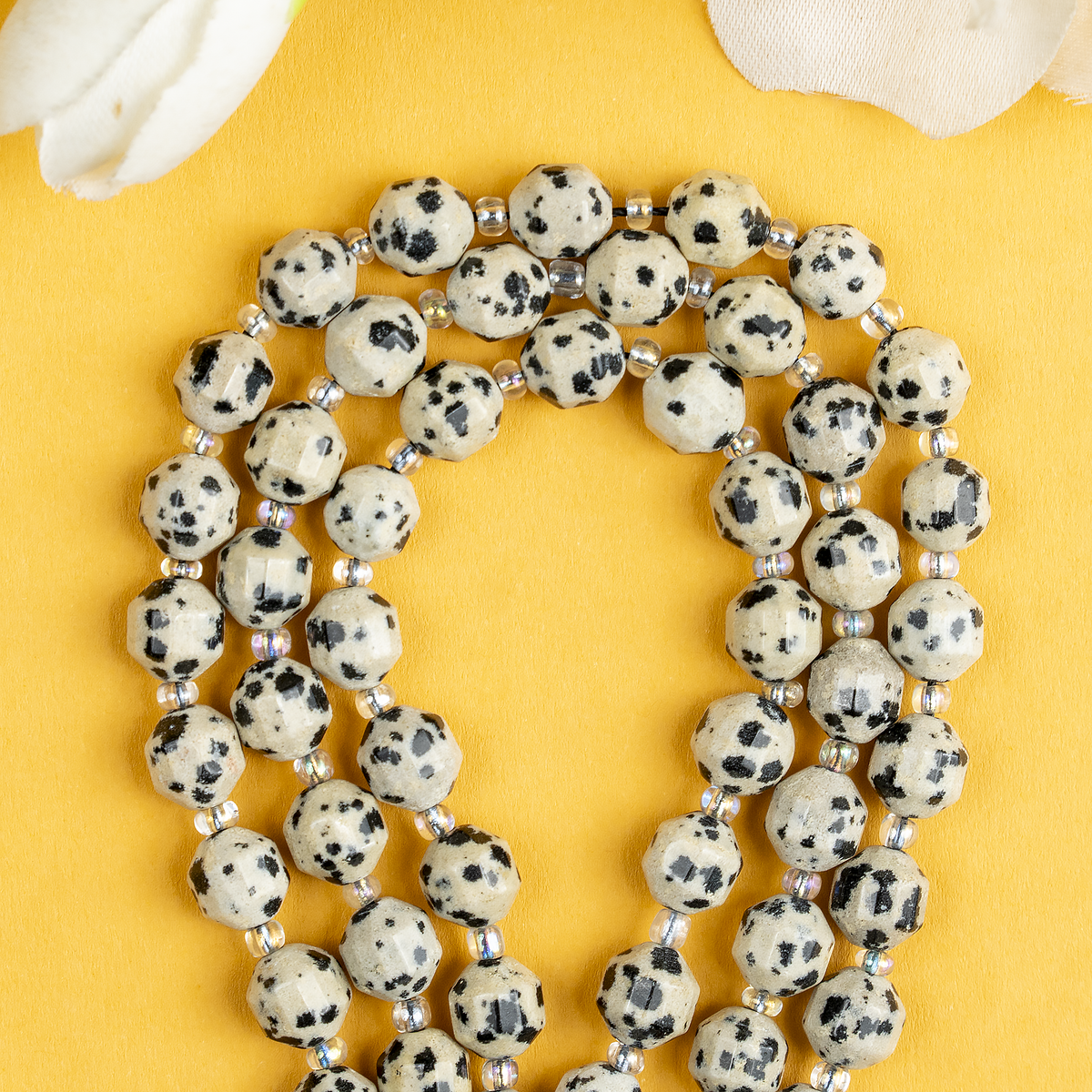 Dalmatian Jasper Faceted Prism Cut Beads For Jewelry Making