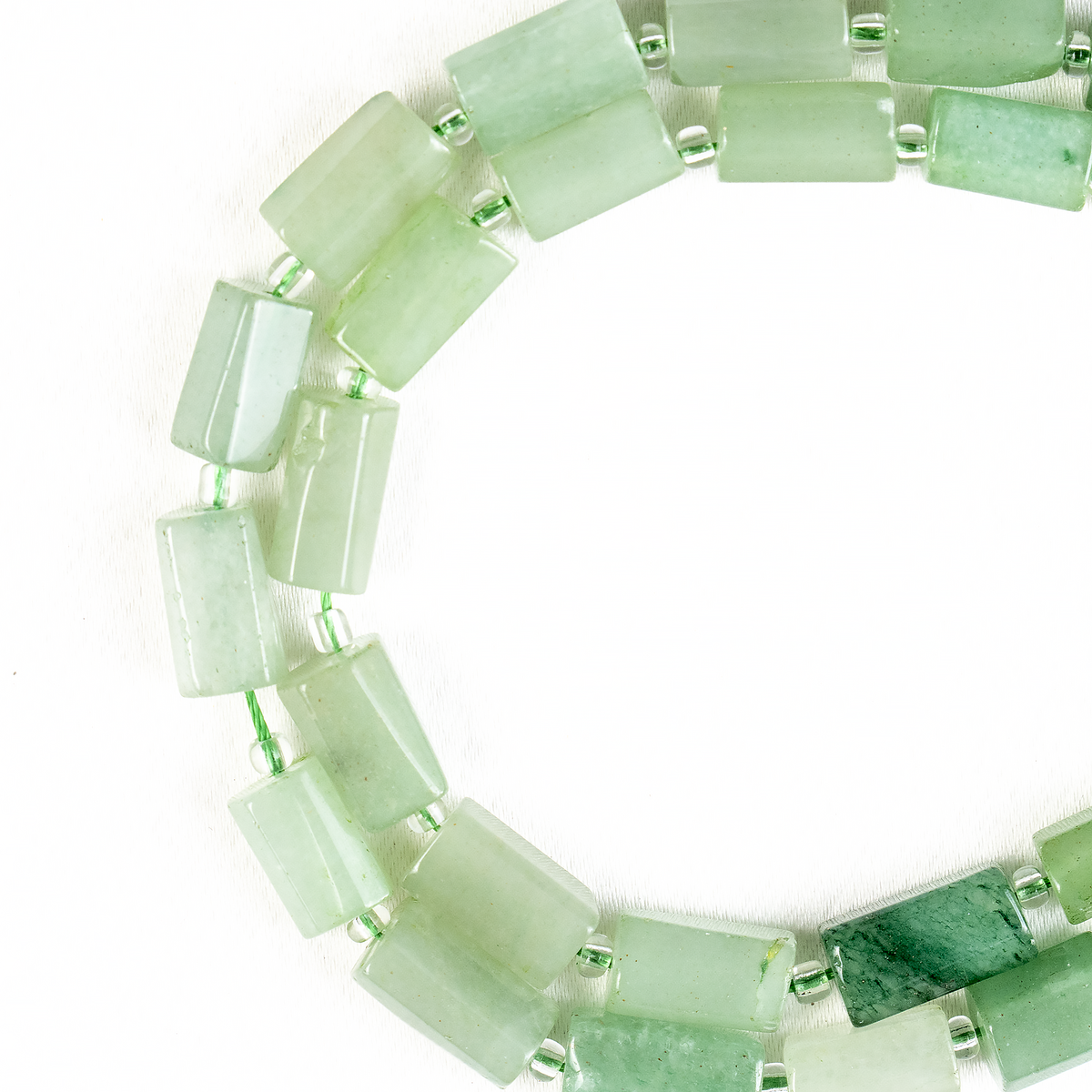 Green Aventurine Gemstone Pipe Bead, Crystal Healing Tube Beads.