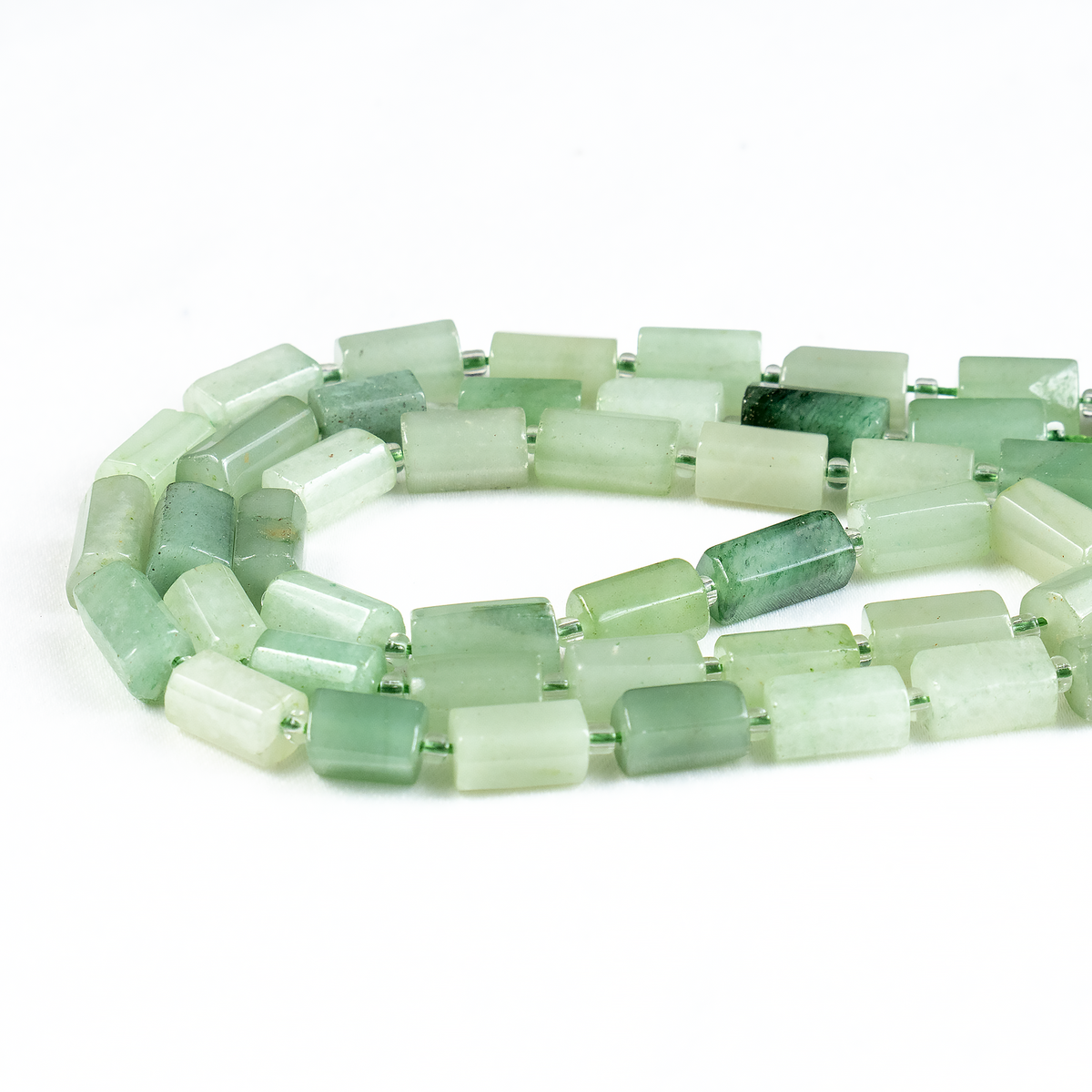 Green Aventurine Gemstone Pipe Bead, Crystal Healing Tube Beads.