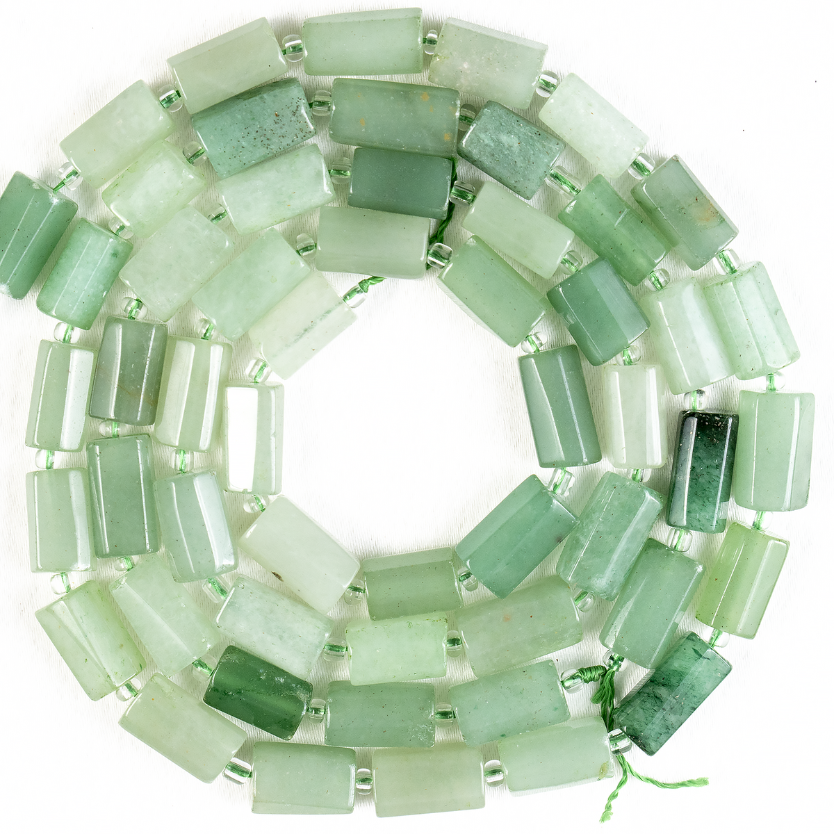 Green Aventurine Gemstone Pipe Bead, Crystal Healing Tube Beads.