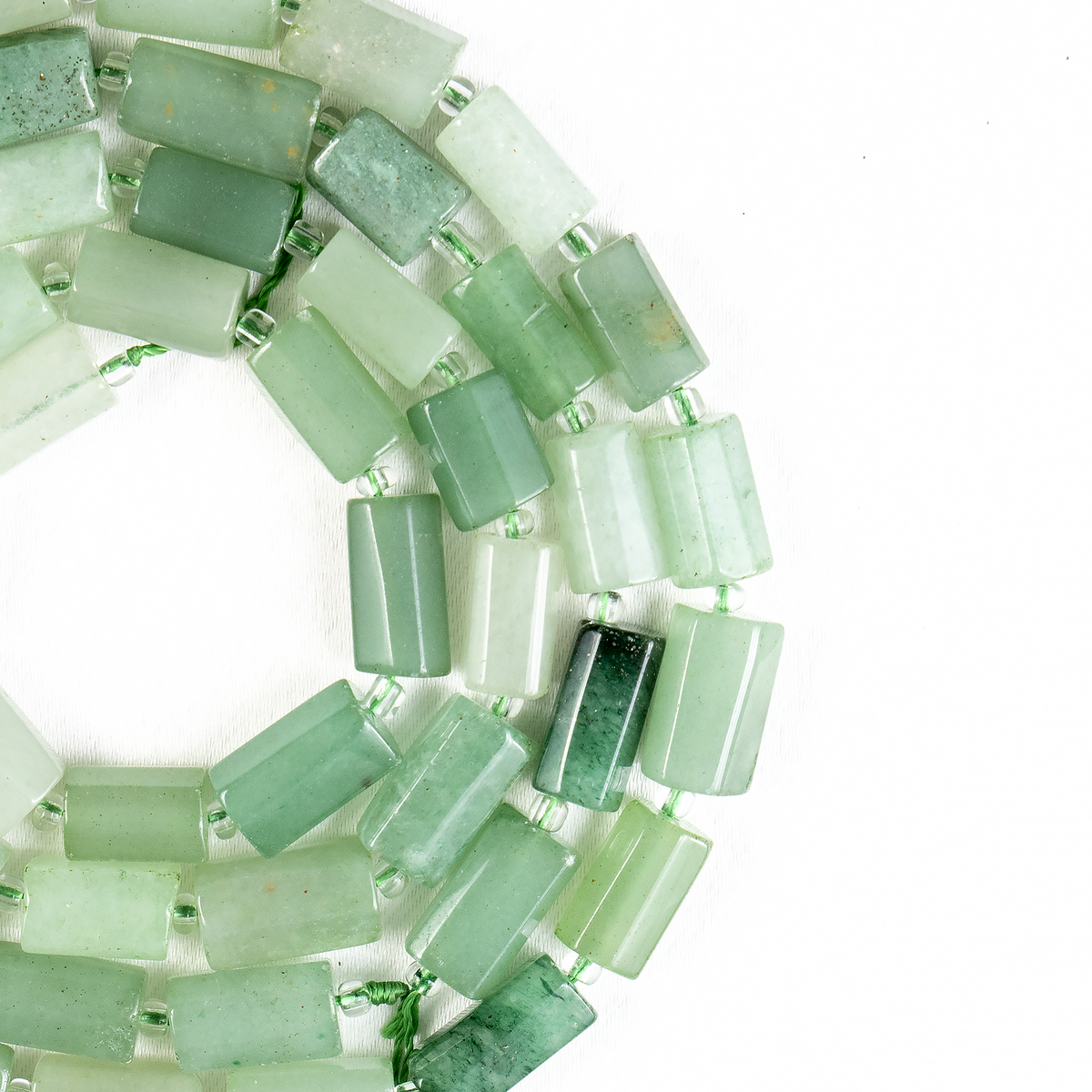 Green Aventurine Gemstone Pipe Bead, Crystal Healing Tube Beads.
