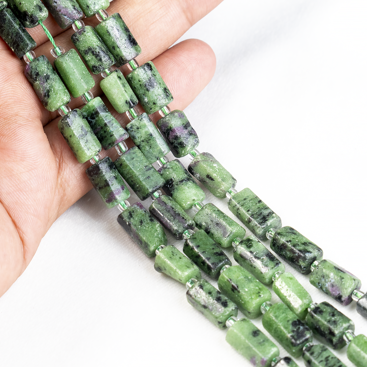 Ruby Zoisite Gemstone Pipe Bead, Crystal Healing Tube Beads.