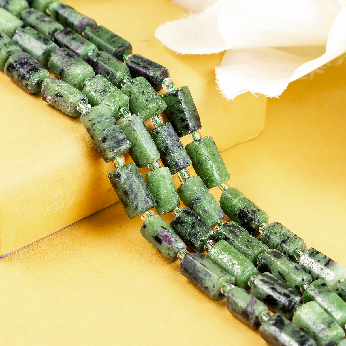Ruby Zoisite Gemstone Pipe Bead, Crystal Healing Tube Beads.