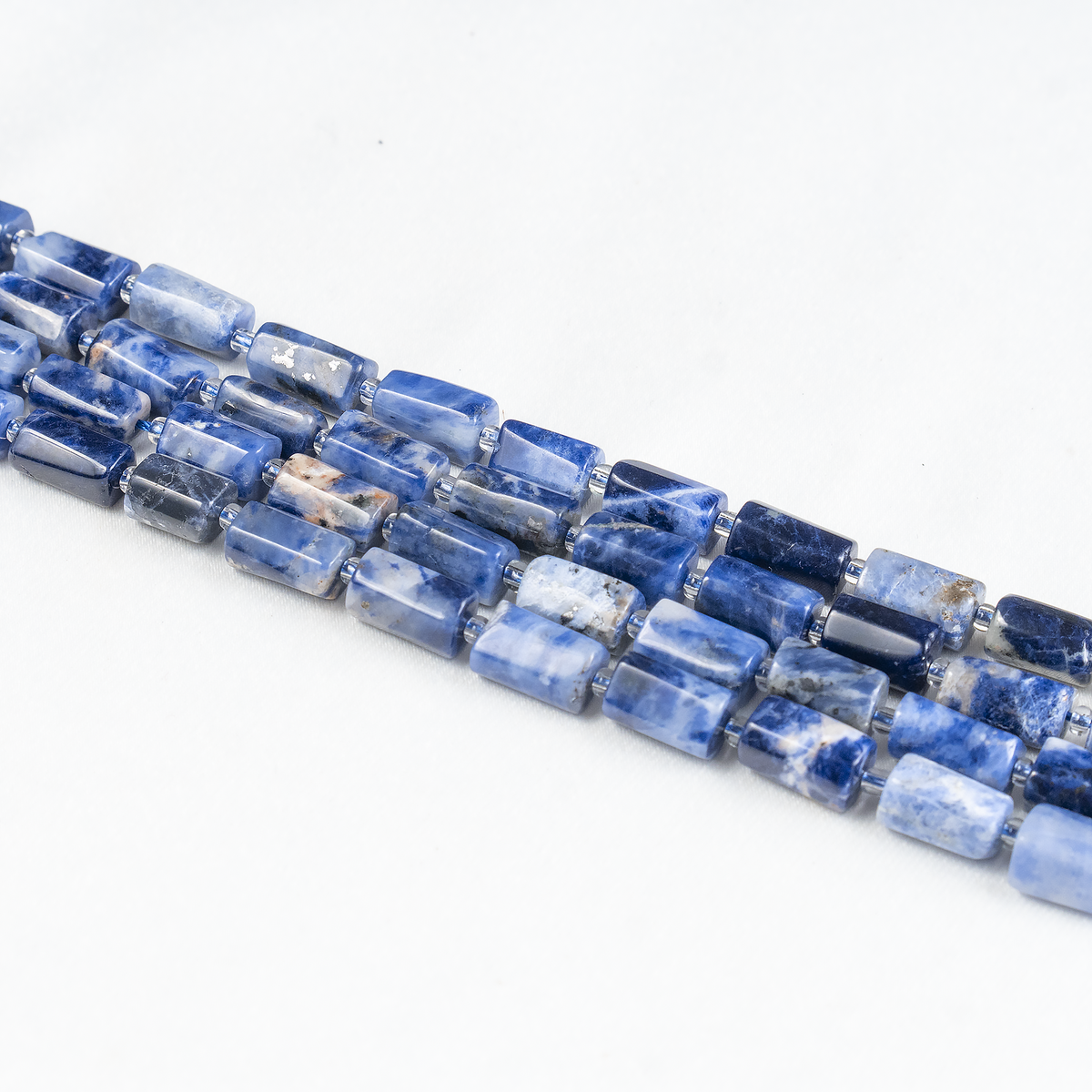 Sodalite Gemstone Pipe Bead, Crystal Healing Tube Beads.