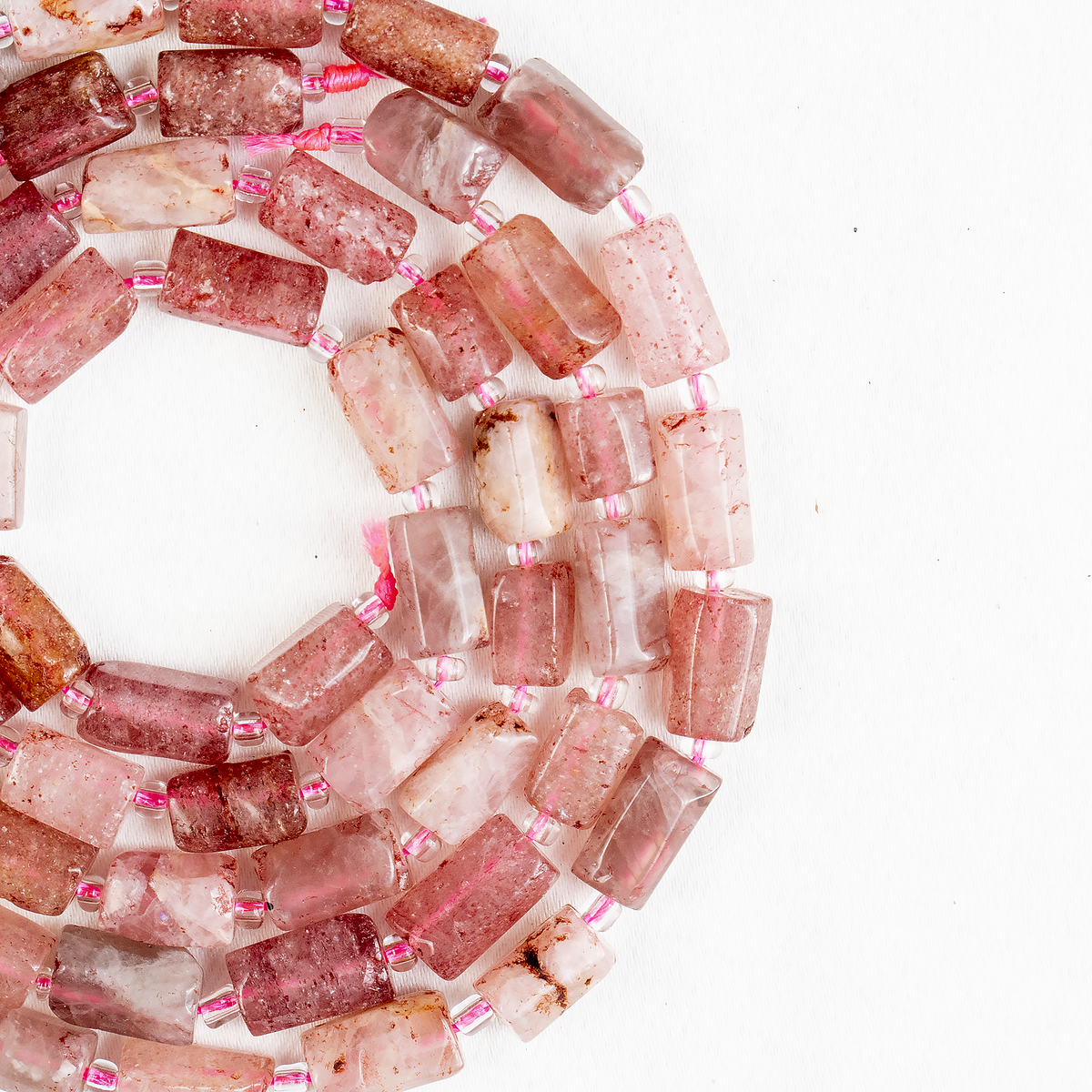 Strawberry Quartz  Gemstone Pipe Bead, Crystal Healing Tube Beads.