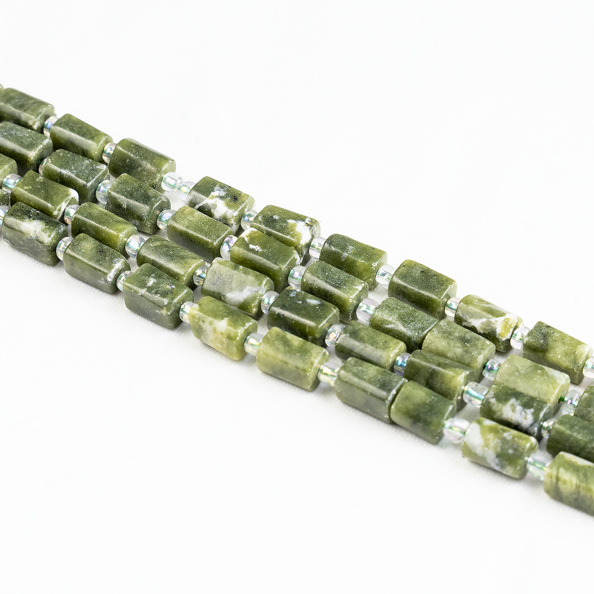 Green Jade Gemstone Pipe Bead, Crystal Healing Tube Beads.