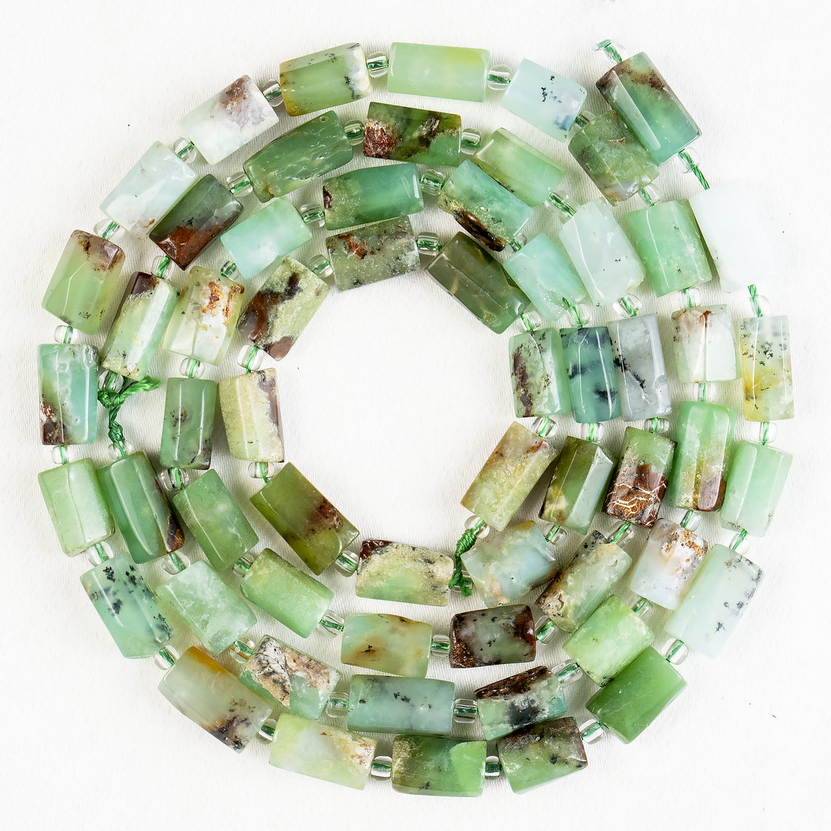 Emerald Gemstone Pipe Bead, Crystal Healing Tube Beads.