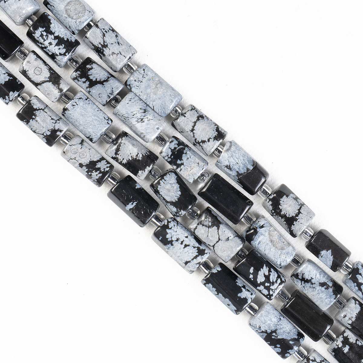 Snowflkae Obsidian  Gemstone Pipe Bead, Crystal Healing Tube Beads.
