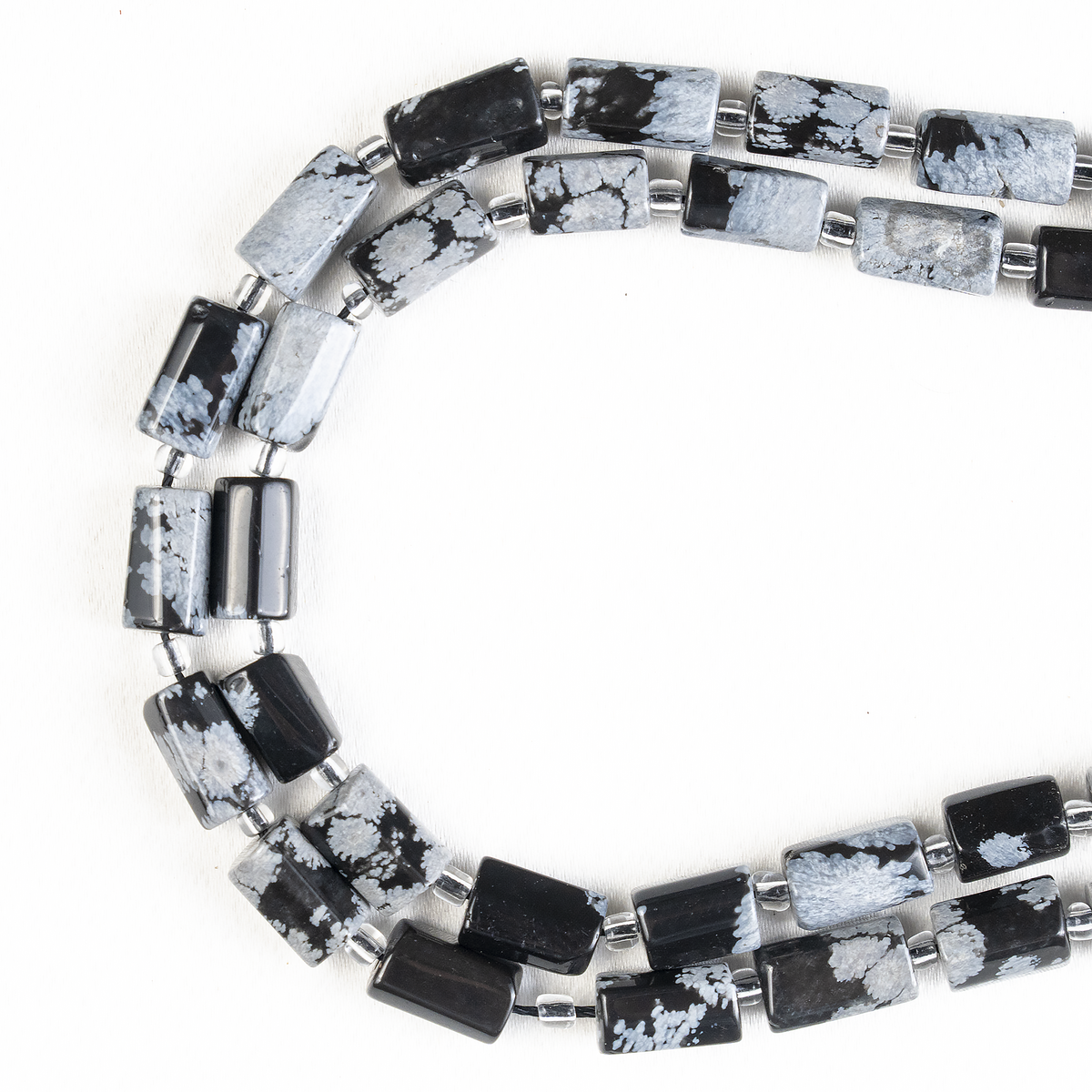 Snowflkae Obsidian  Gemstone Pipe Bead, Crystal Healing Tube Beads.