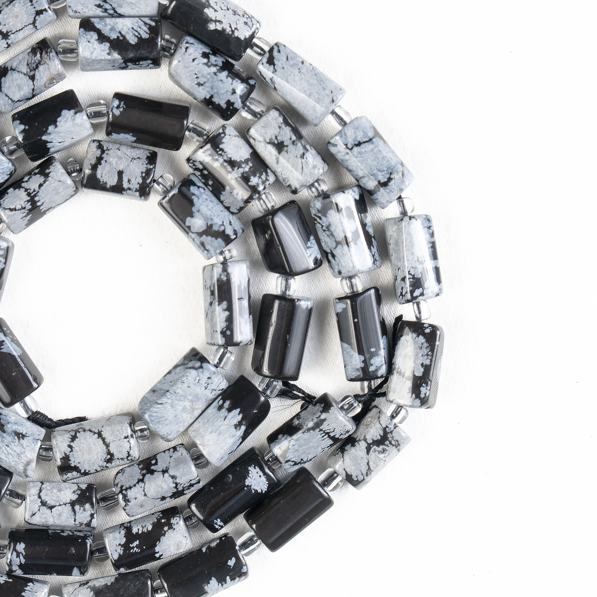 Snowflkae Obsidian  Gemstone Pipe Bead, Crystal Healing Tube Beads.