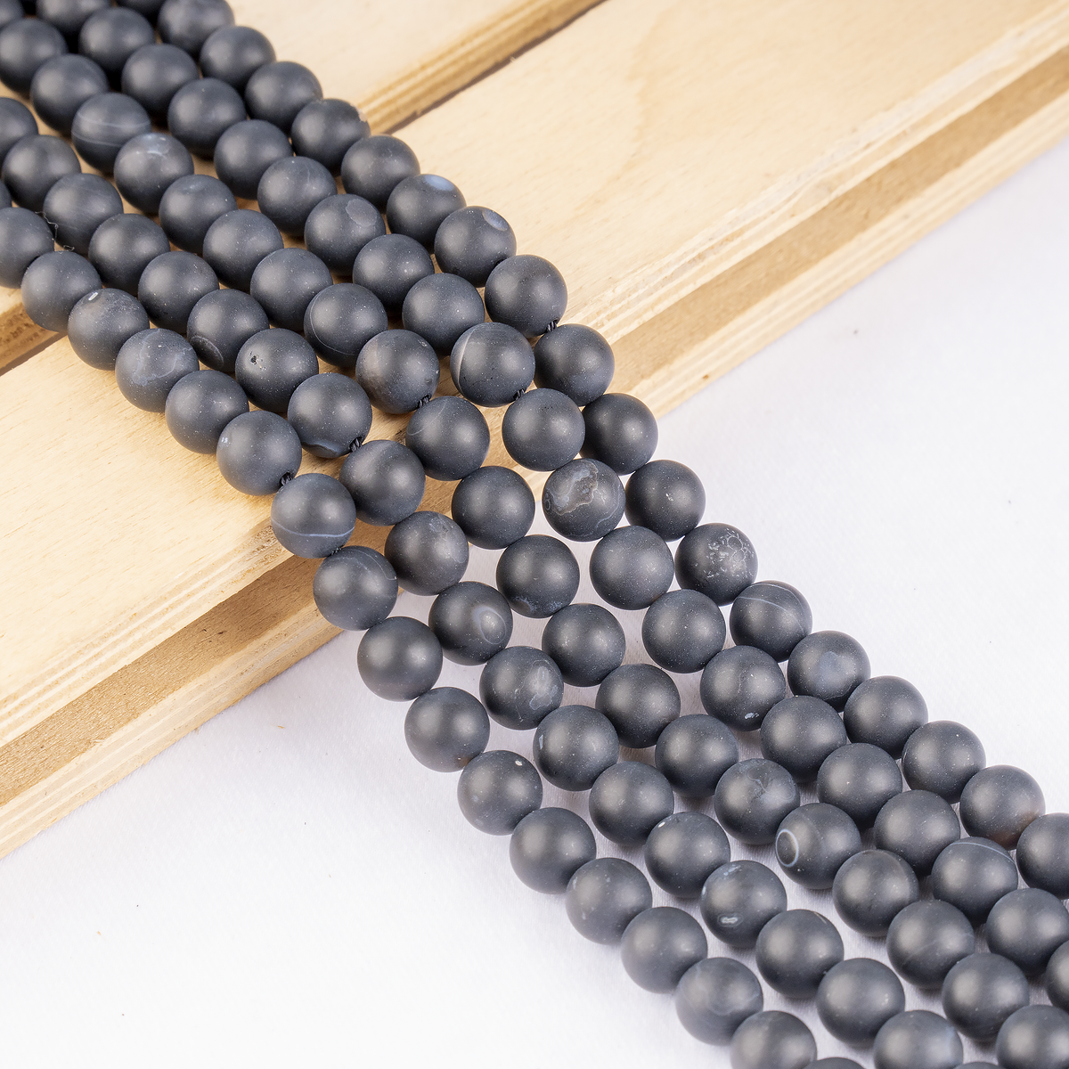Matt Black Onyx Beads, Natural Round Crystal Beads 6mm to 10mm