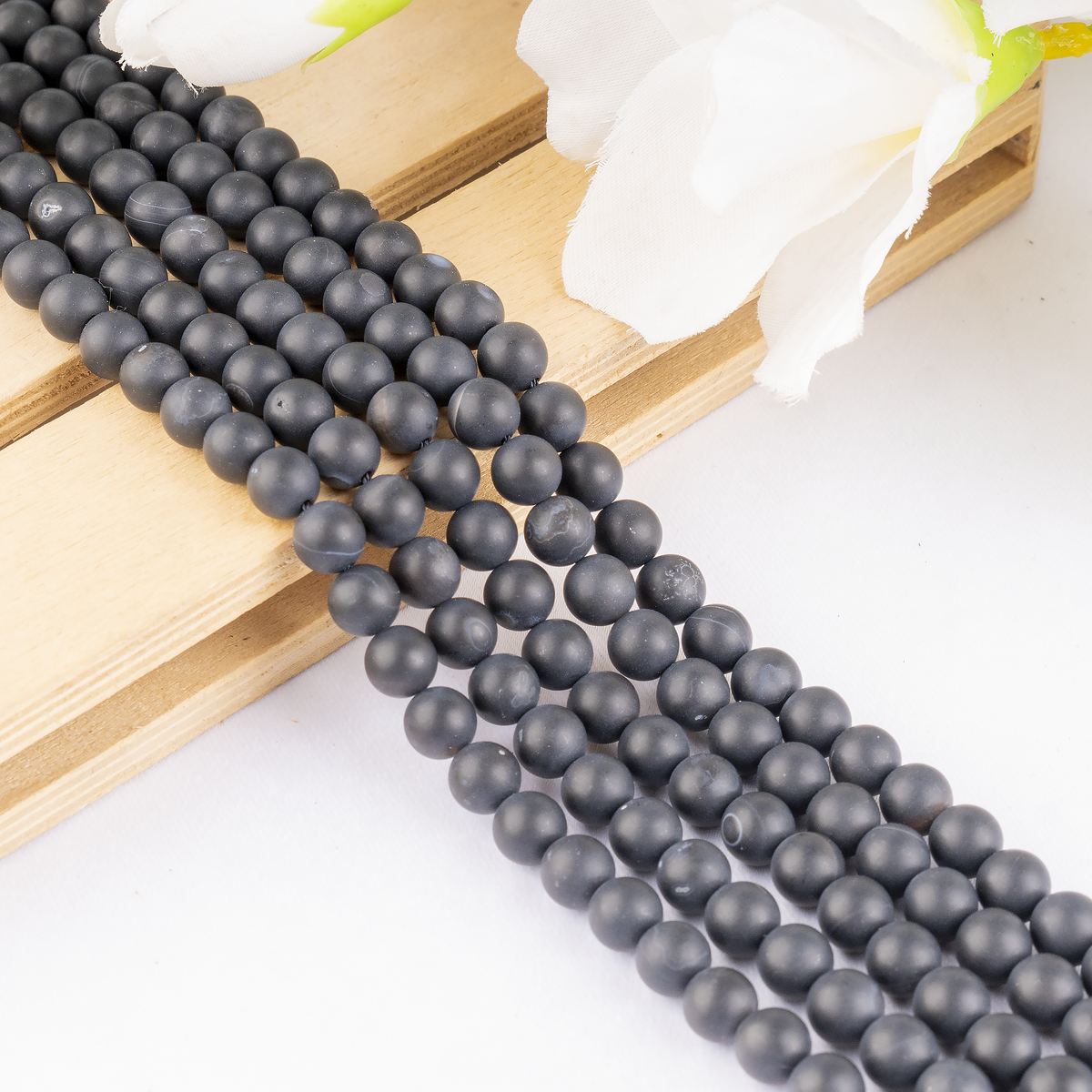 Matt Black Onyx Beads, Natural Round Crystal Beads 6mm to 10mm