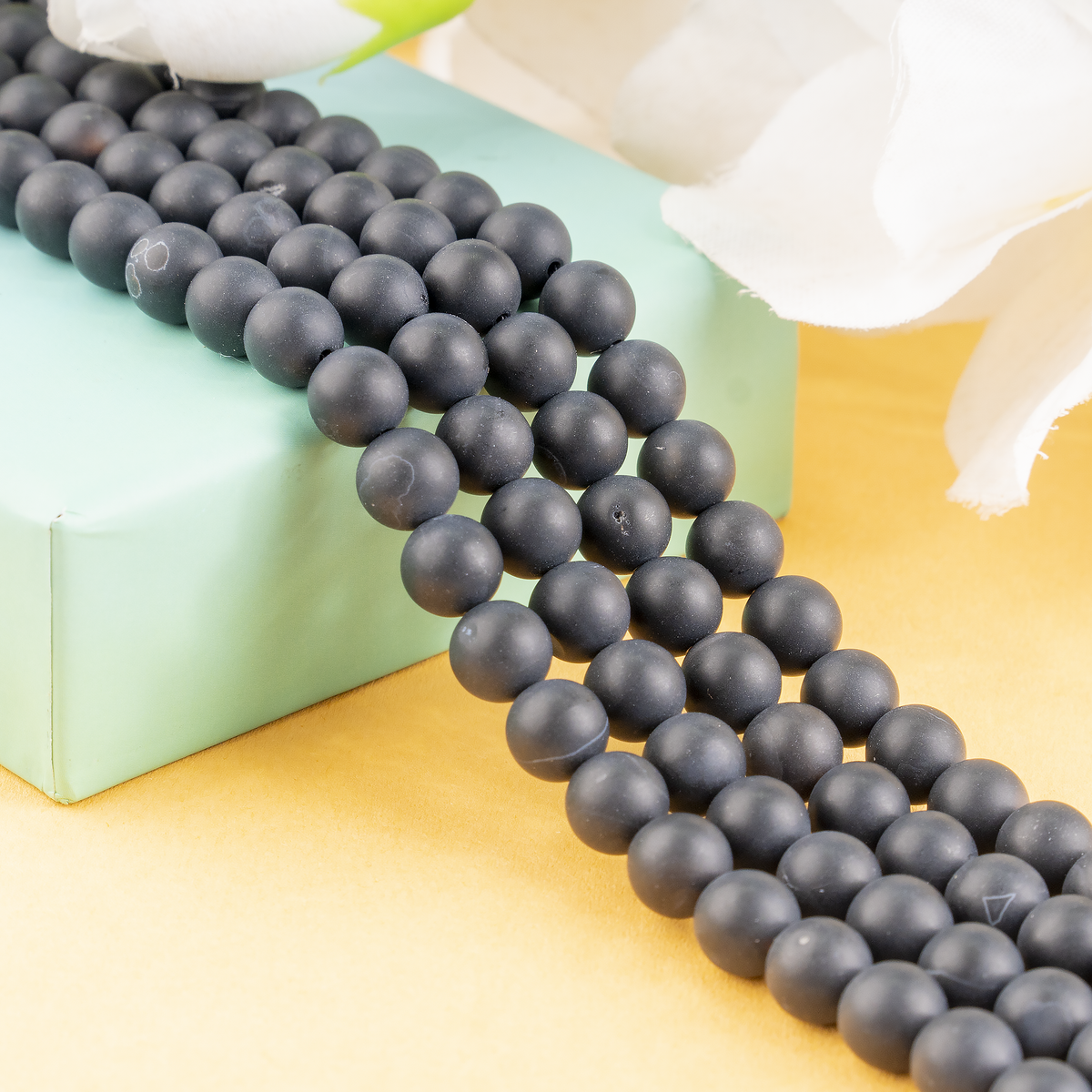 Matt Black Onyx Beads, Natural Round Crystal Beads 6mm to 10mm