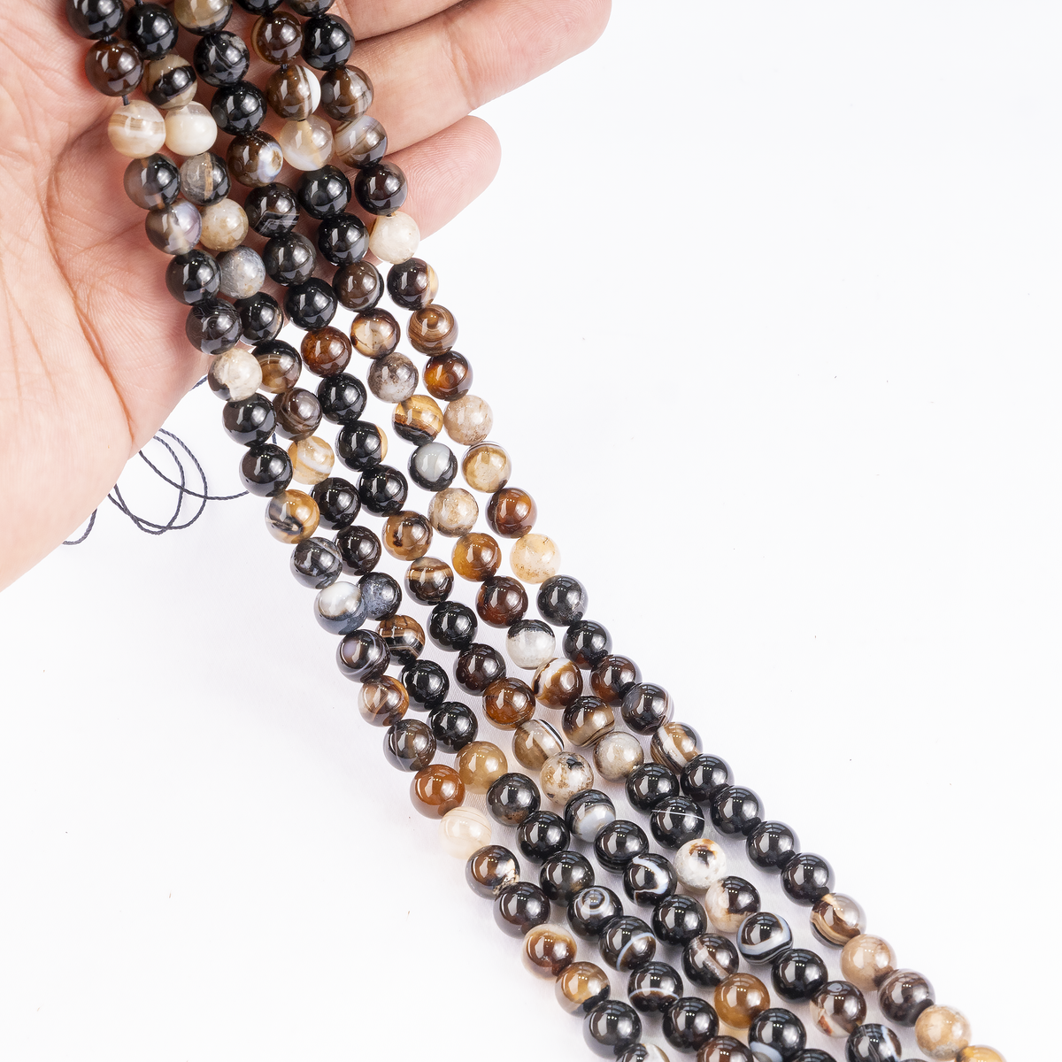 Black Sulemani Agate Beads, Natural Round Crystal Beads 6mm to 12mm