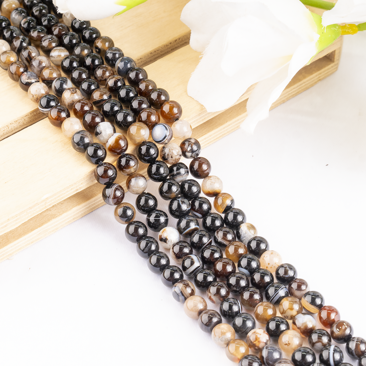 Black Sulemani Agate Beads, Natural Round Crystal Beads 6mm to 12mm