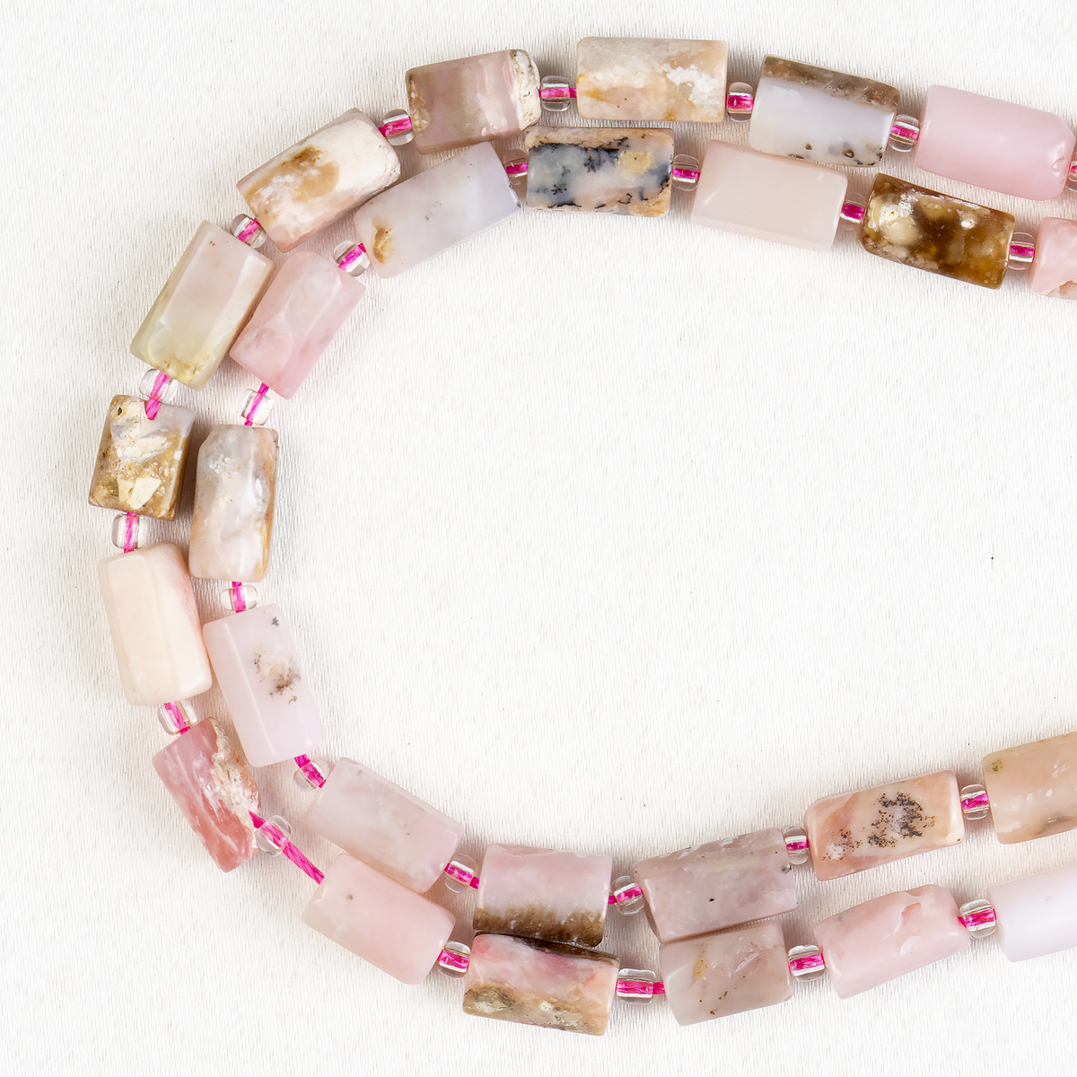 Pink Opal Gemstone Pipe Bead, Crystal Healing Tube Beads.